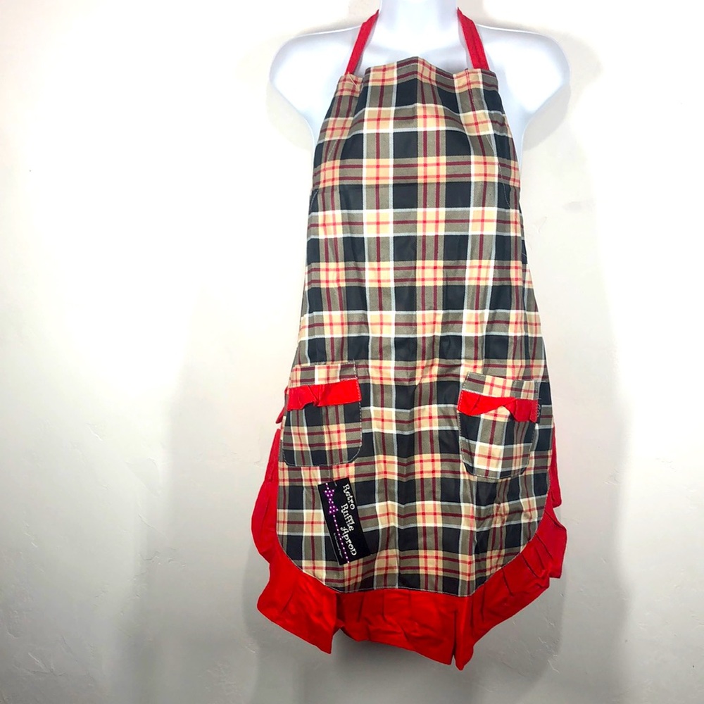 NWT Two Lumps of Sugar plaid ruffle apron